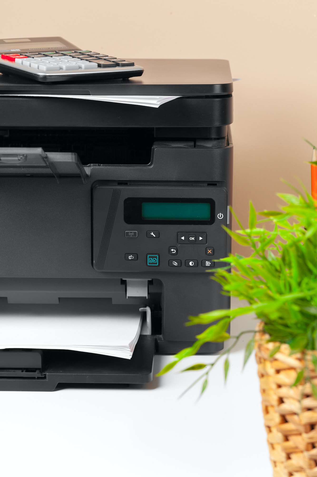 Printer, copier, scanner in office. Workplace